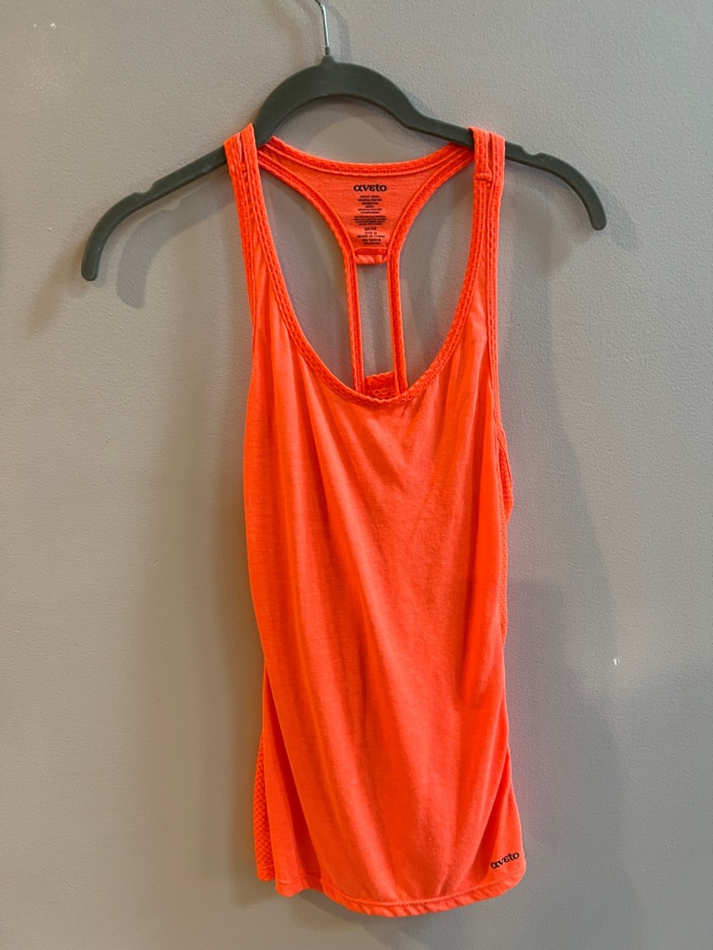 Aveto Women’s Neon Orange Racerback Tank Top Mesh Size Medium